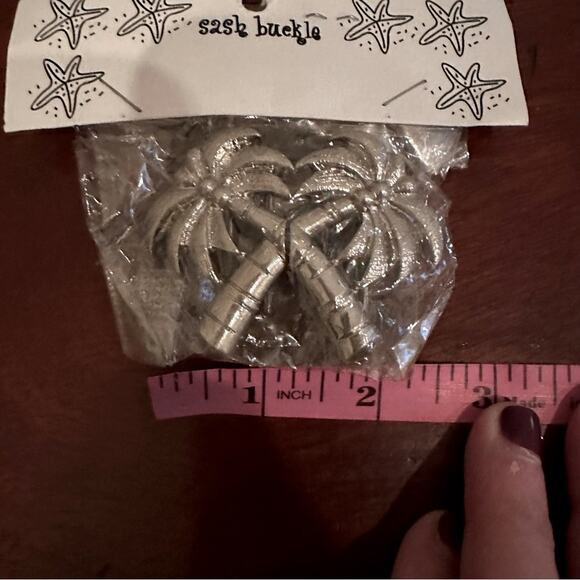 Sash Buckle Palm Trees Silver Metal Belt Buckle NWT Novelty - Picture 3 of 6